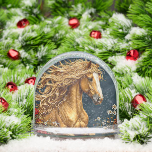 Golden Horse with Flowing Mane Snowglobe