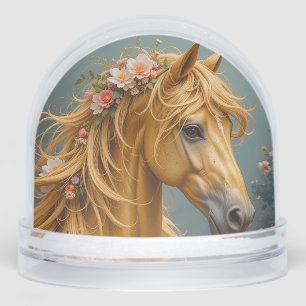 Golden Horse with Flowing Mane Snowglobe
