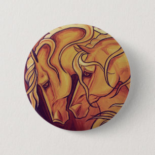 Golden Horses 6 Cm Round Badge