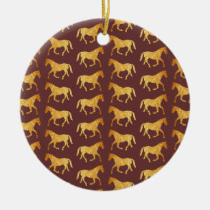 Golden Horses Ceramic Tree Decoration