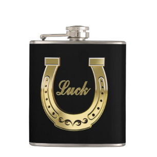 Golden horseshoe hip flask