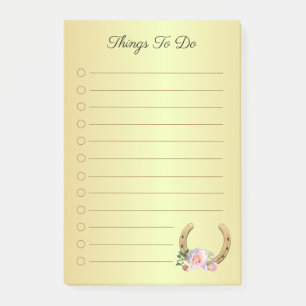 Golden Horseshoe with Flowers Things To Do Post-it Notes