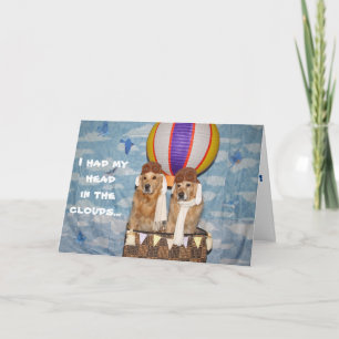 Golden Hot Air Balloon Belated Birthday Card