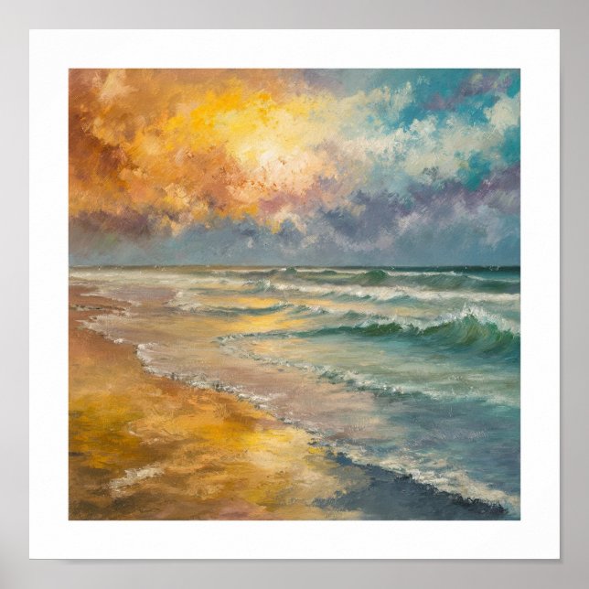 Golden Hour at the Beach Poster (Front)