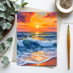 Golden Hour Beach Sunset Coastal Postcard