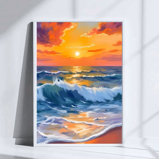 Golden Hour Beach Sunset Coastal Poster (Creator Uploaded)