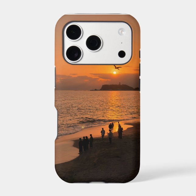 Golden Hour Beach Sunset Silhouette Phone Case (Back)