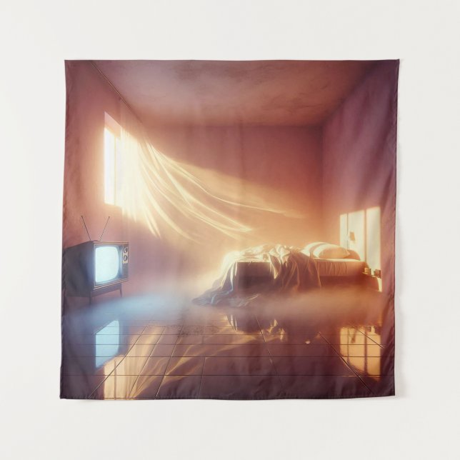 Golden Hour Bedroom Glow – Cosy Dreamcore Mood Tapestry (Front)