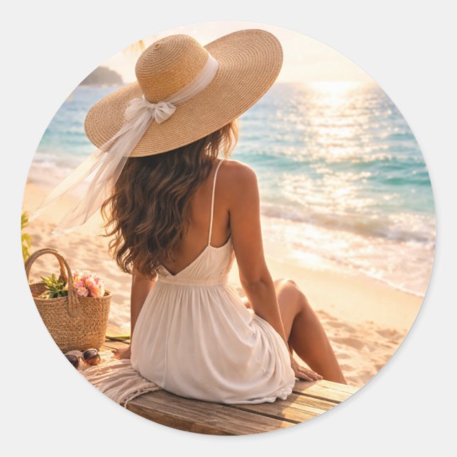 Golden Hour Bliss Classic Round Sticker (Front)