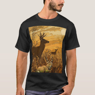 Golden Hour Buck - Floating Bubbles Wildlife Art T-Shirt