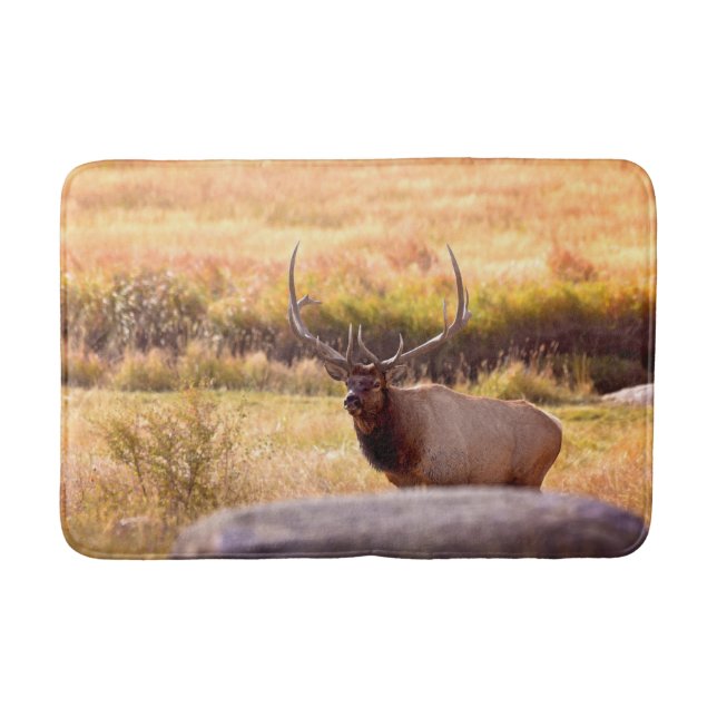 Golden Hour Bull Elk Bath Mat (Front)