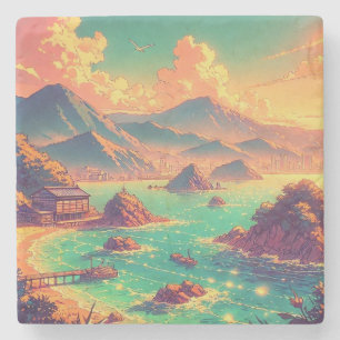 Golden Hour by the Bay Stone Coaster