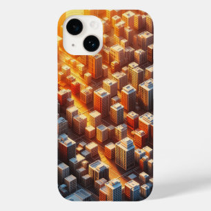 Golden Hour Cityscape Phone Case - Isometric 3D