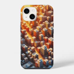 Golden Hour Cityscape Phone Case - Isometric 3D
