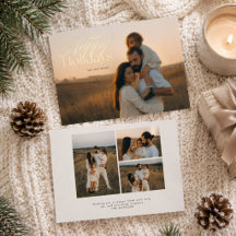 Golden Hour Family Photo Gold Script Happy Holiday
