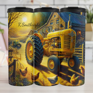 Golden Hour Farm Tractor Chickens Thermal Tumbler