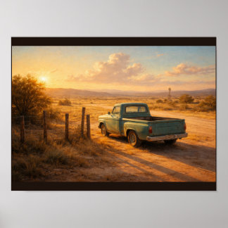 Golden hour in Texas countryside Poster