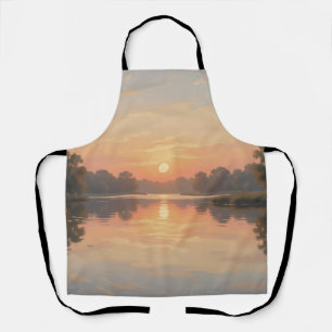 Golden Hour Lake Reflection Impressionist  Apron
