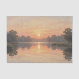 Golden Hour Lake Reflection Impressionist  Tissue Paper