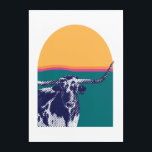 Golden Hour Longhorn  Acrylic Print<br><div class="desc">Golden Hour Longhorn in screenprint contrasting with bright and happy hues of teal green,  hot pink,  orange and golden yellow.</div>