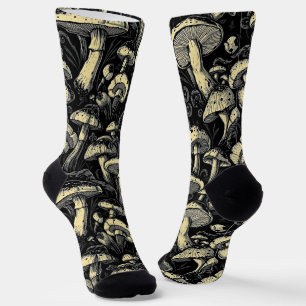Golden Hour Mushroom Pattern Socks