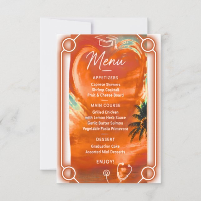 Golden Hour Nursing Graduation Menu Card | Sunset  (Front)