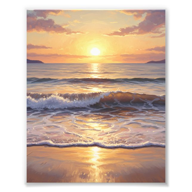 Golden Hour Ocean Sunset Photo Print (Front)
