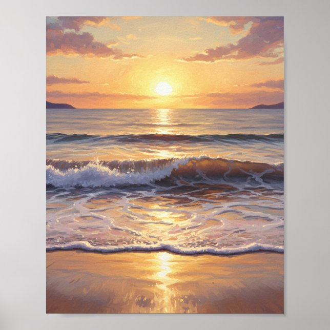 Golden Hour Ocean Sunset Poster (Front)