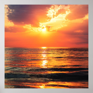 Golden Hour on the Ocean Poster