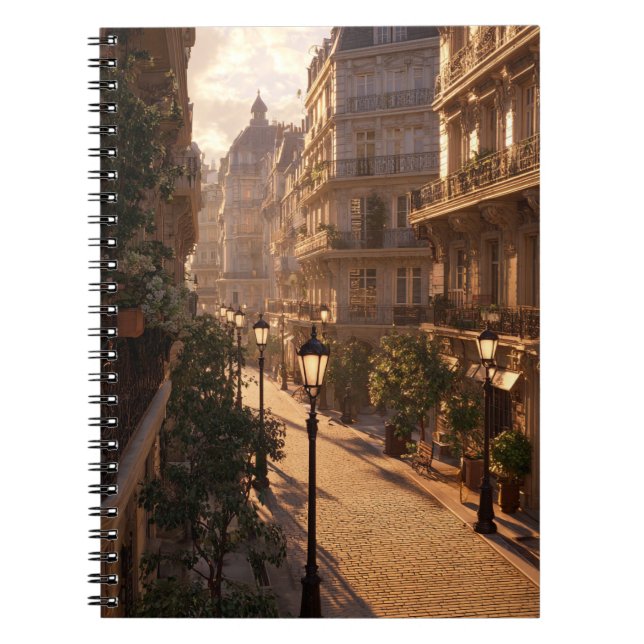 Golden Hour Paris Quiet Street Notebook (Front)
