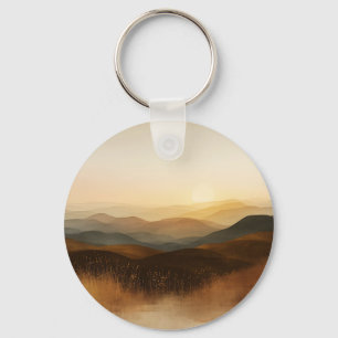 Golden Hour Rolling Hills Sunset Layers Key Ring