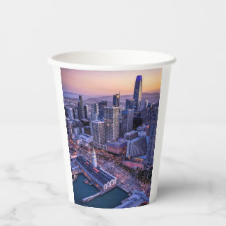 Golden Hour San Francisco City Aerial View Paper Cups