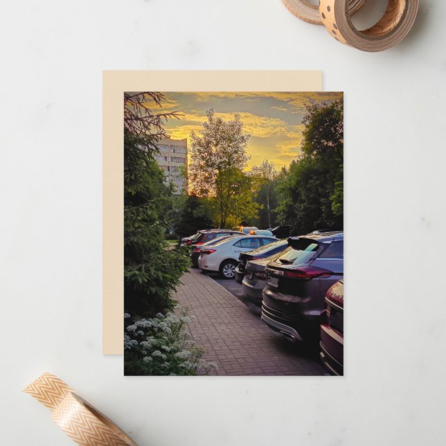 Golden Hour Street Flat Card – Customisable (Front/Back In Situ)