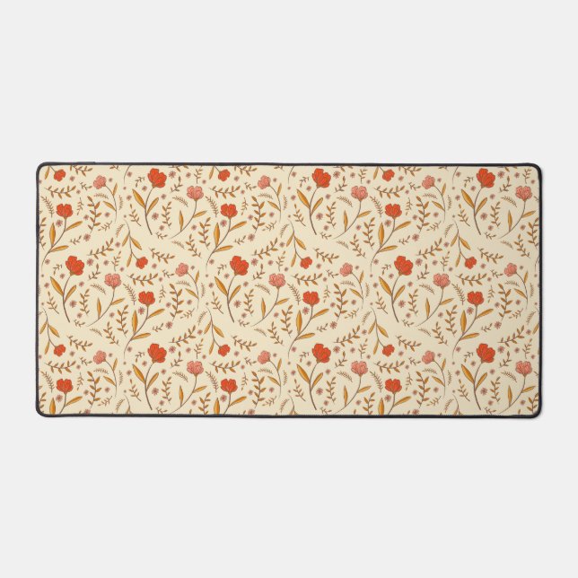 Golden Hour Study | Retro Ogee Floral Desk Mat (Front)