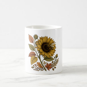 Golden Hour Sunflower and Honeybee Botanical Hoodi Coffee Mug