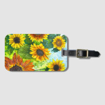 Golden Hour Sunflower Floral Aesthetic Luggage Tag