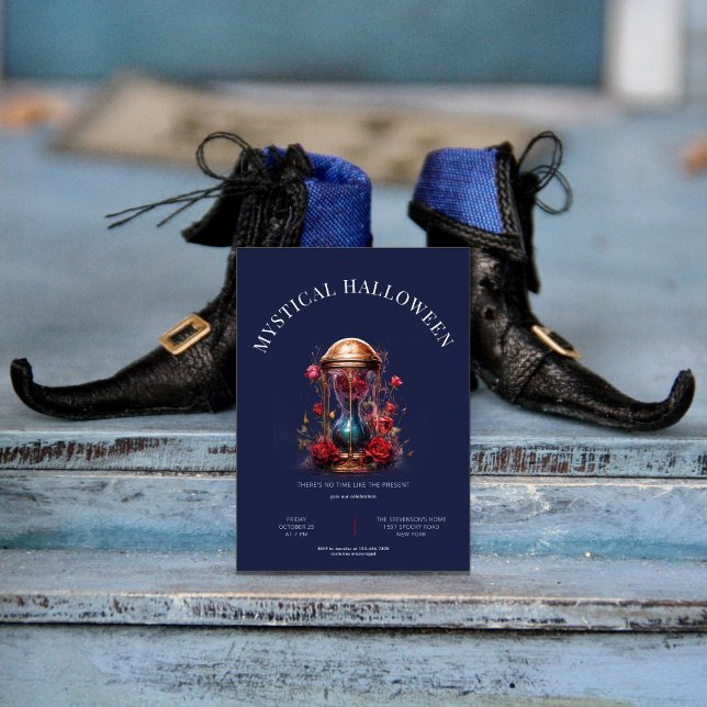 Golden hourglass with roses, simple & modern invitation (Creator Uploaded)