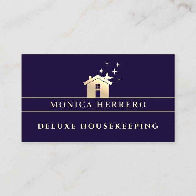 Golden house sparkly logo  business card (Front)