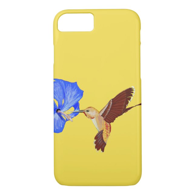 Golden Hummingbird and Blue Hibiscus Case-Mate iPhone Case (Back)