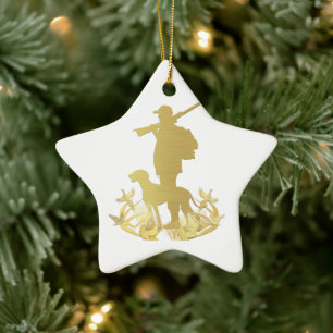 Golden hunter ceramic ornament