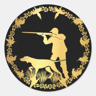 Golden hunter classic round sticker