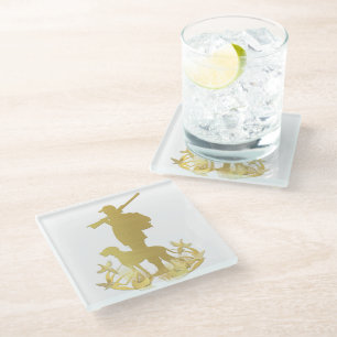 Golden hunter glass coaster