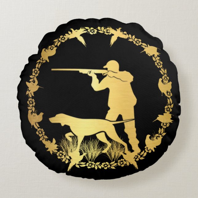 Golden hunter round cushion (Front)