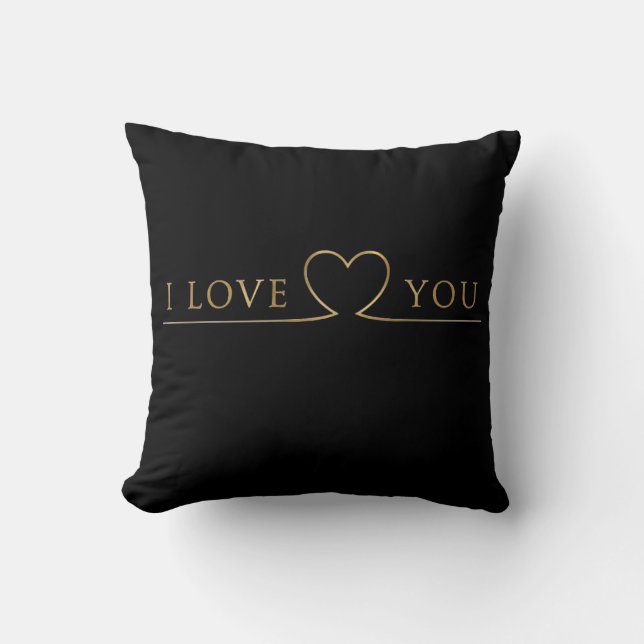 Golden I Love You Typography Cushion (Front)
