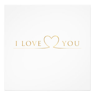 Golden I Love You Typography Photo Print