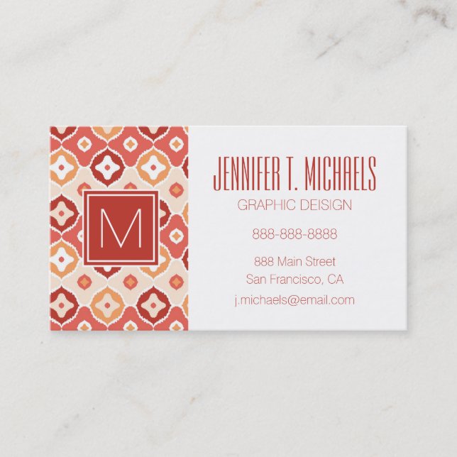 Golden ikat geometric pattern business card (Front)