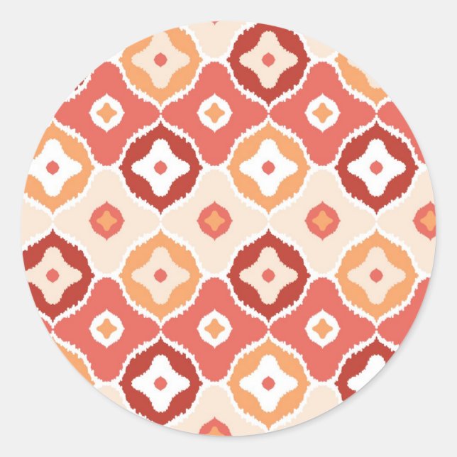 Golden ikat geometric pattern classic round sticker (Front)