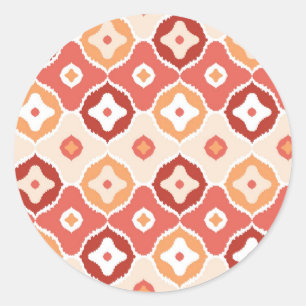 Golden ikat geometric pattern classic round sticker