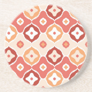Golden ikat geometric pattern coaster