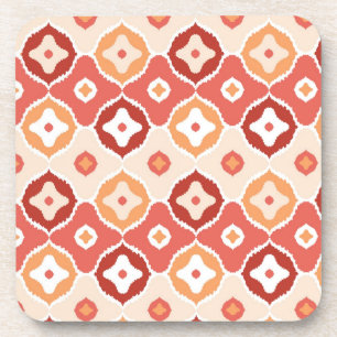 Golden ikat geometric pattern coaster